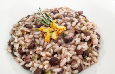 Risotto ai fiori di zucchine e azuki