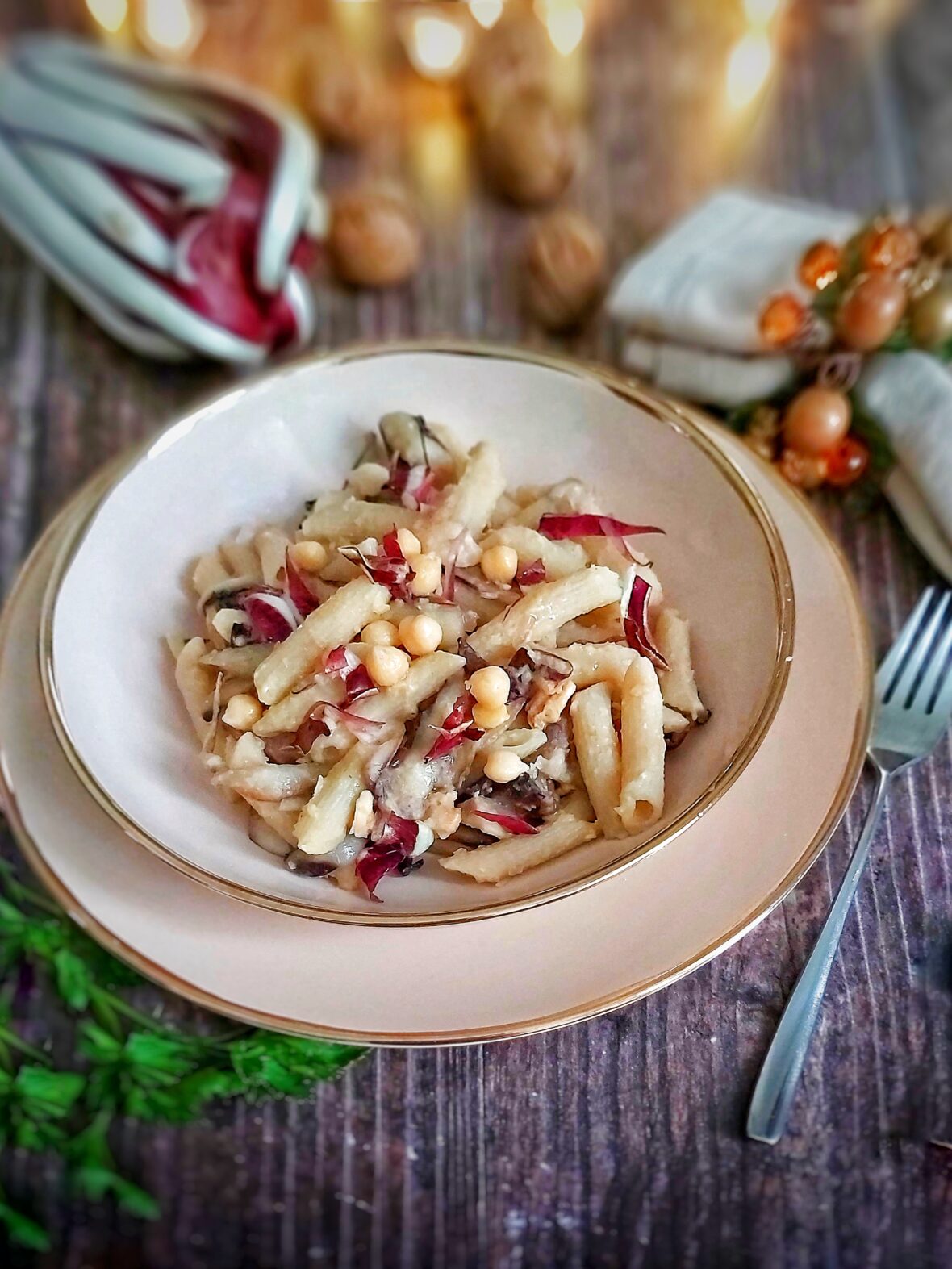 pasta crema di ceci e radicchio tardivo