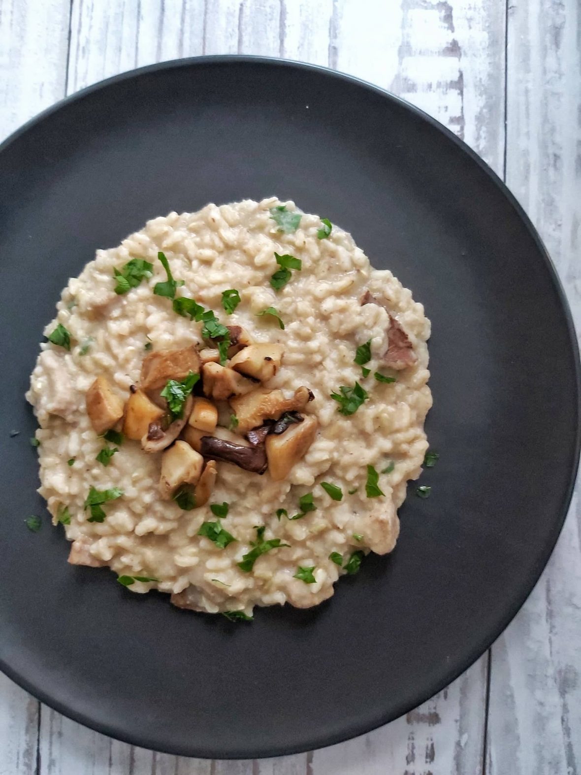 risotto ai funghi e mantecatura ai cannellini